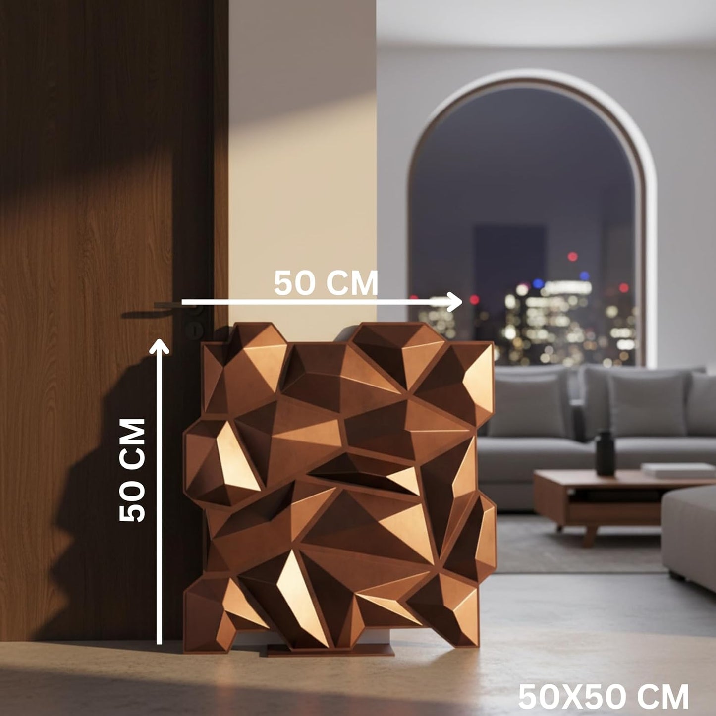 Red Copper Diamond Design 3D Wall Panel View-5