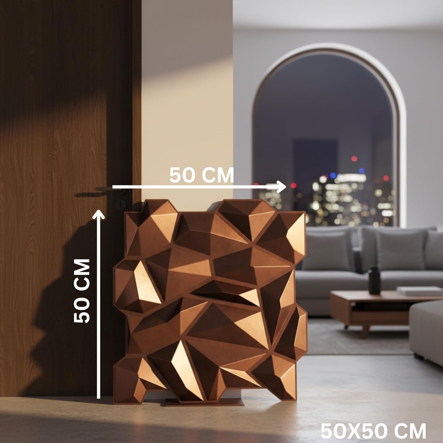Red Copper Diamond Design 3D Wall Panel View-5