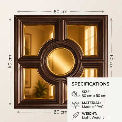 Red Copper Regal Medallion Design With 5 Side Gold Mirror-3