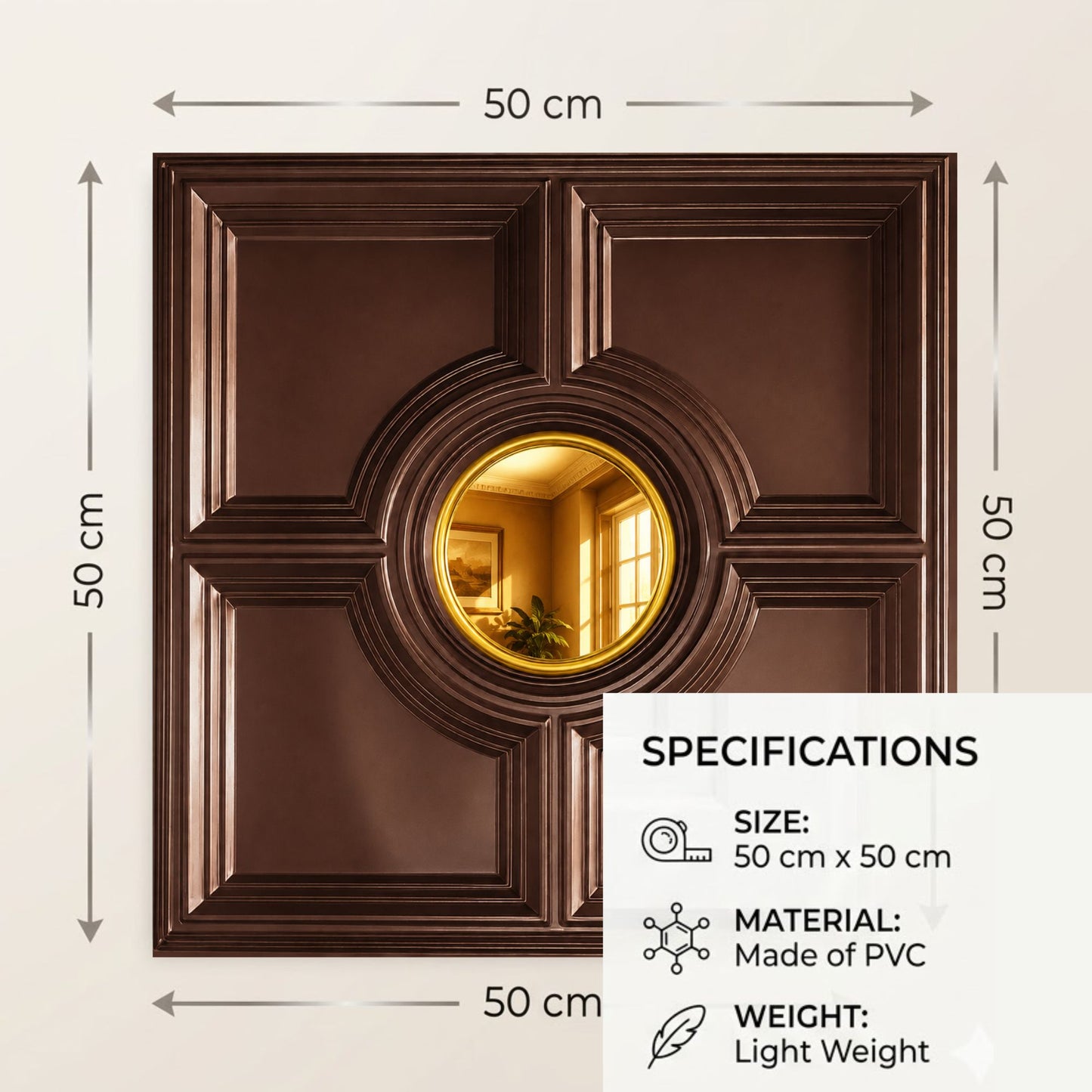 Red Copper Regal Medallion Design With Gold Mirror-2