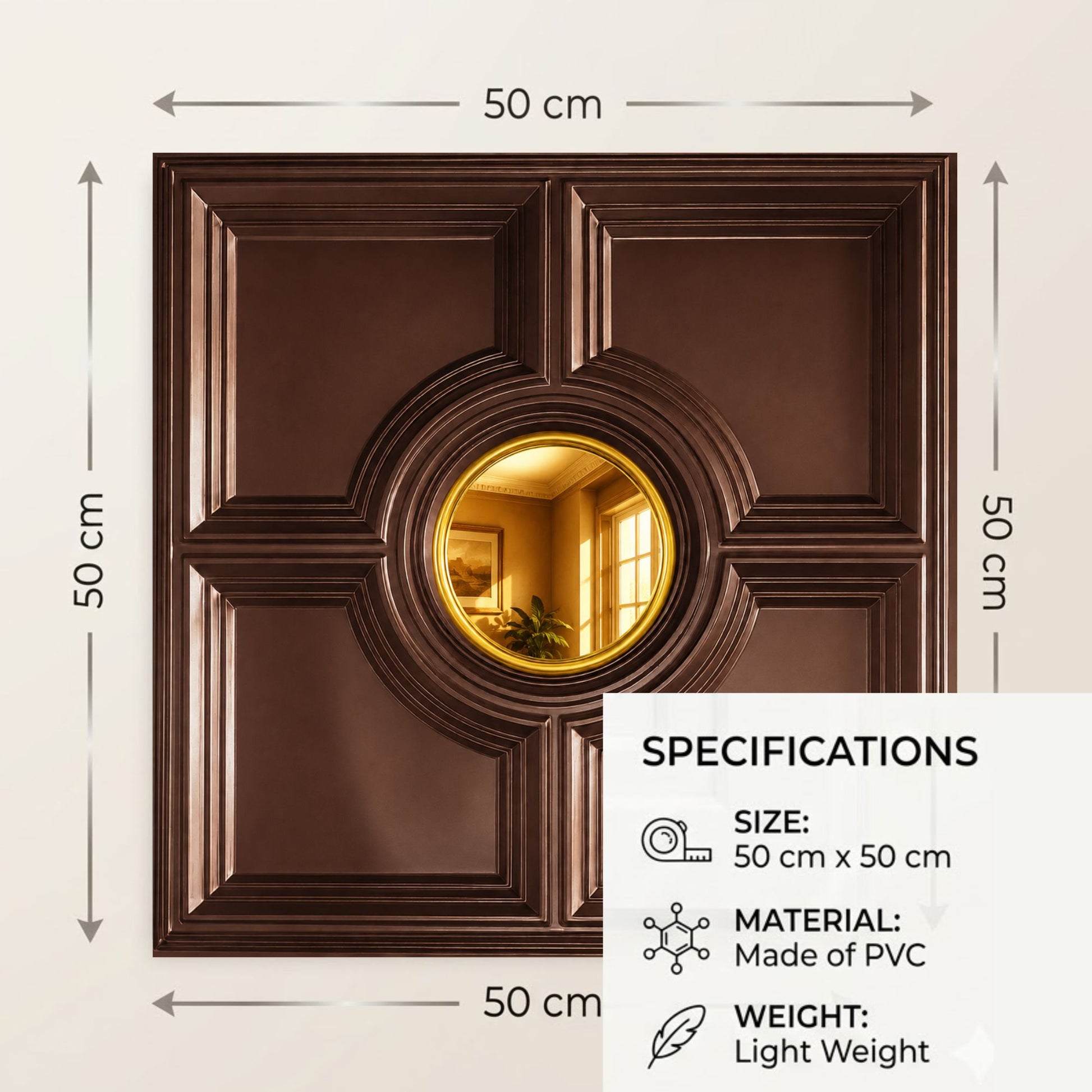Red Copper Regal Medallion Design With Gold Mirror-2