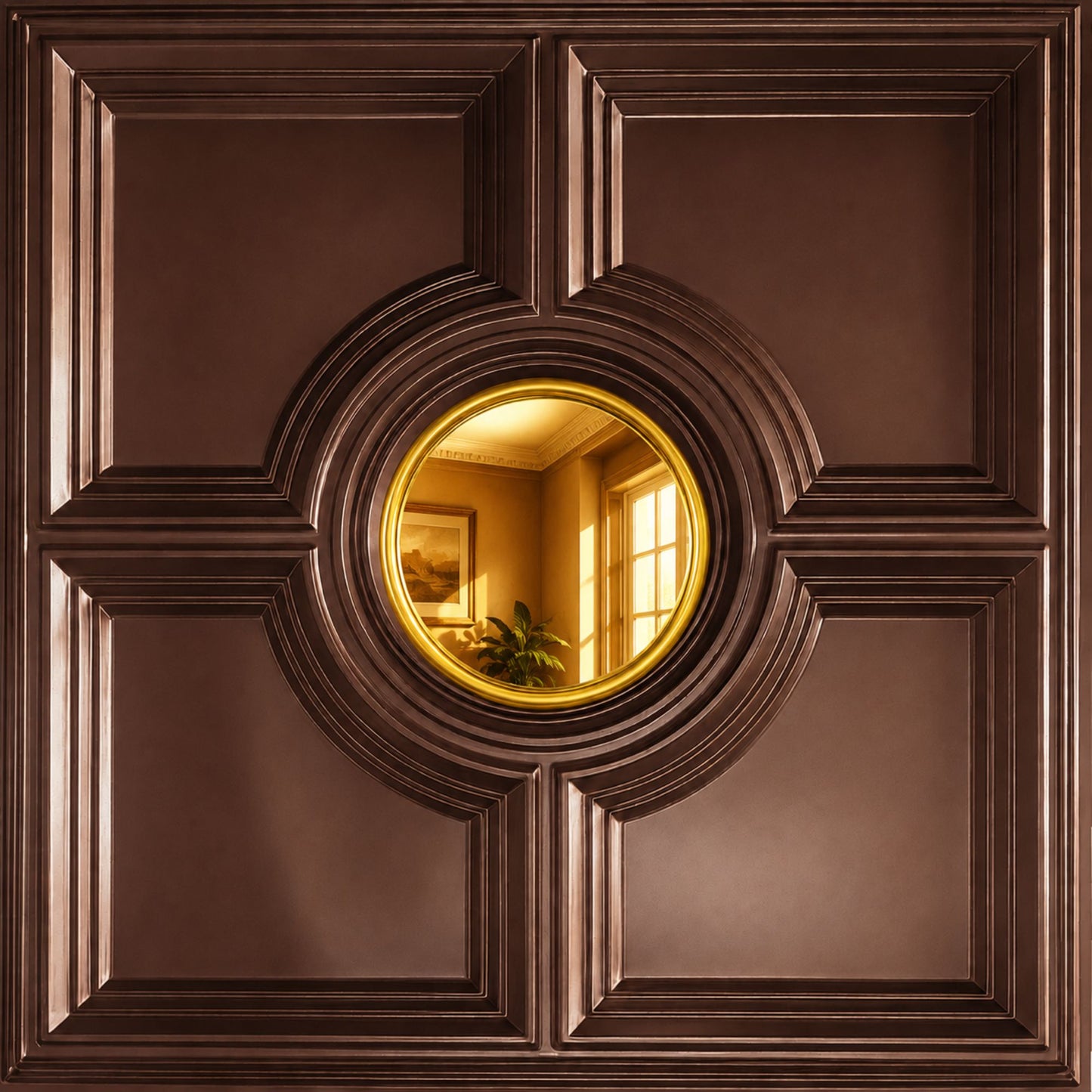 Red Copper Regal Medallion Design With Gold Mirror
