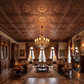 Red Copper Regal Ornate Design 3D PVC Ceiling Panel Living Room View
