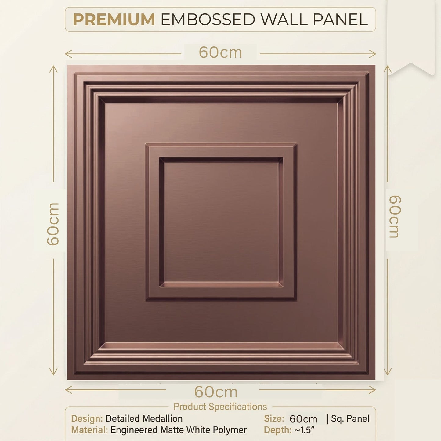 Red Copper Regal Ornate Design 3D PVC Ceiling Panel Measurement  View