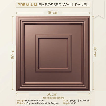 Red Copper Regal Ornate Design 3D PVC Ceiling Panel Measurement  View