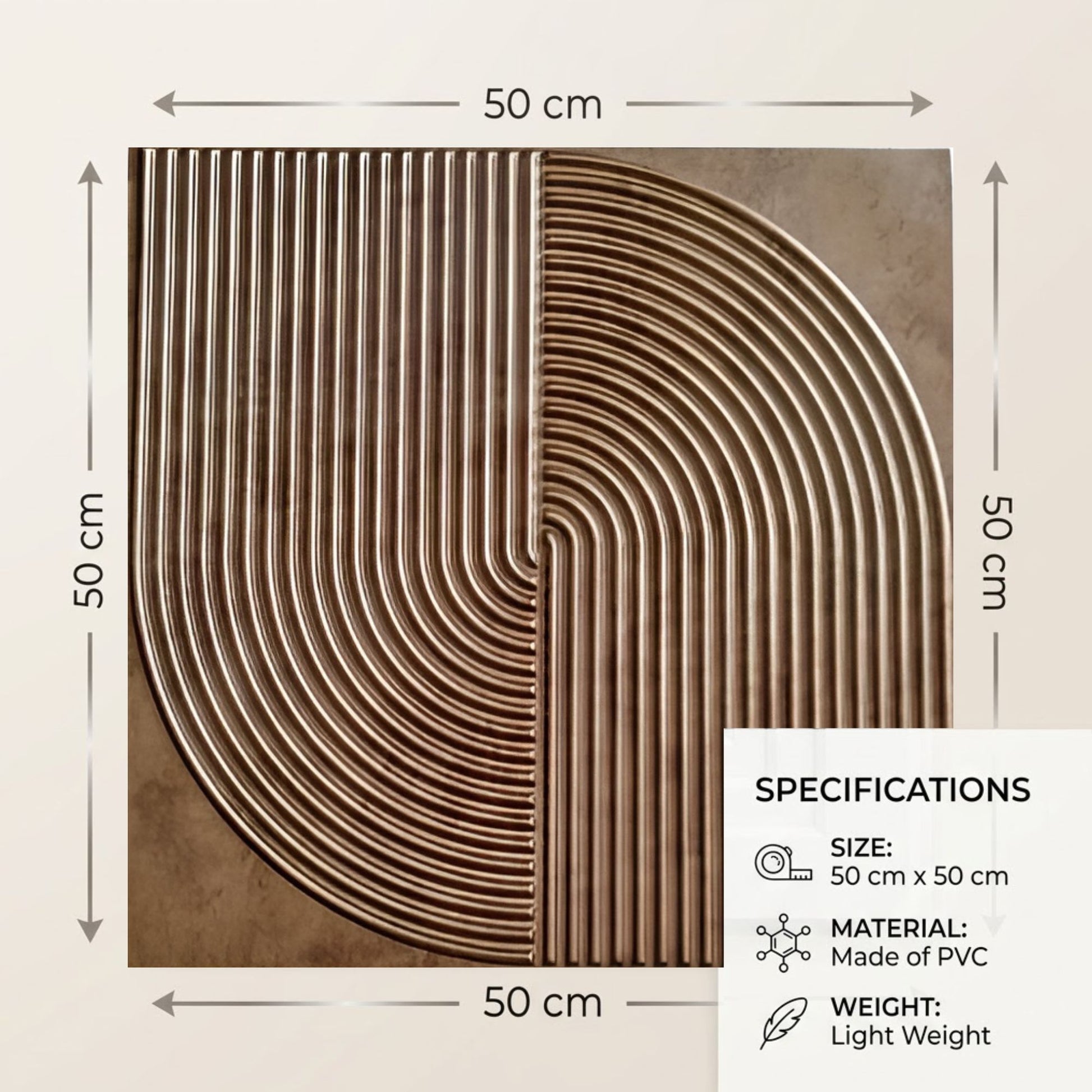 Gold Copper Self Adhesive 3D Panels Curve Design
