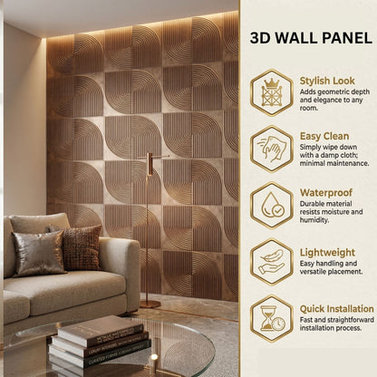 Gold Copper Rust Self Adhesive 3D Panels Curve Design
