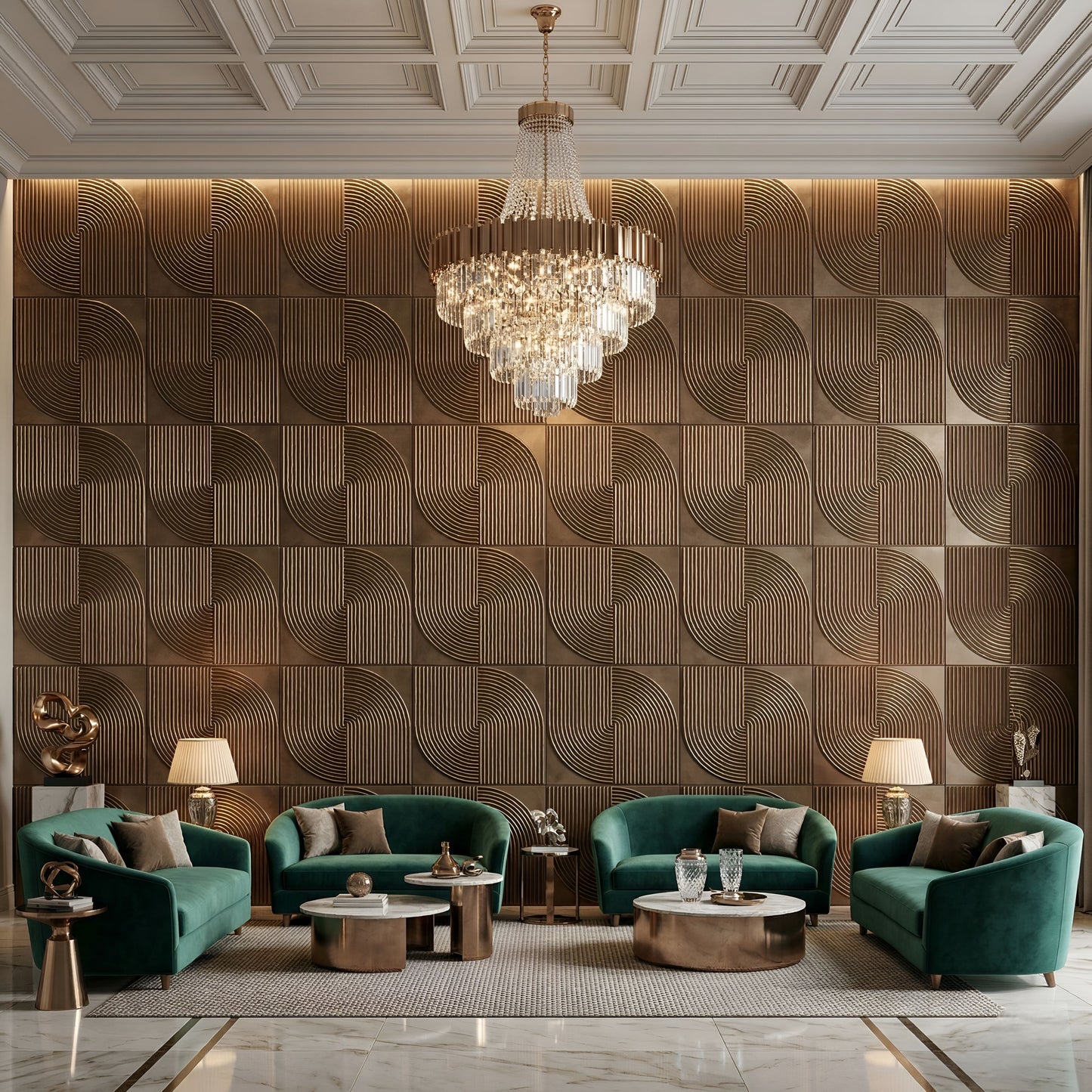 Gold Copper Self Adhesive 3D Panels Curve Design
