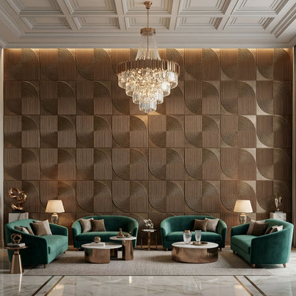 Gold Copper Rust Self Adhesive 3D Panels Curve Design