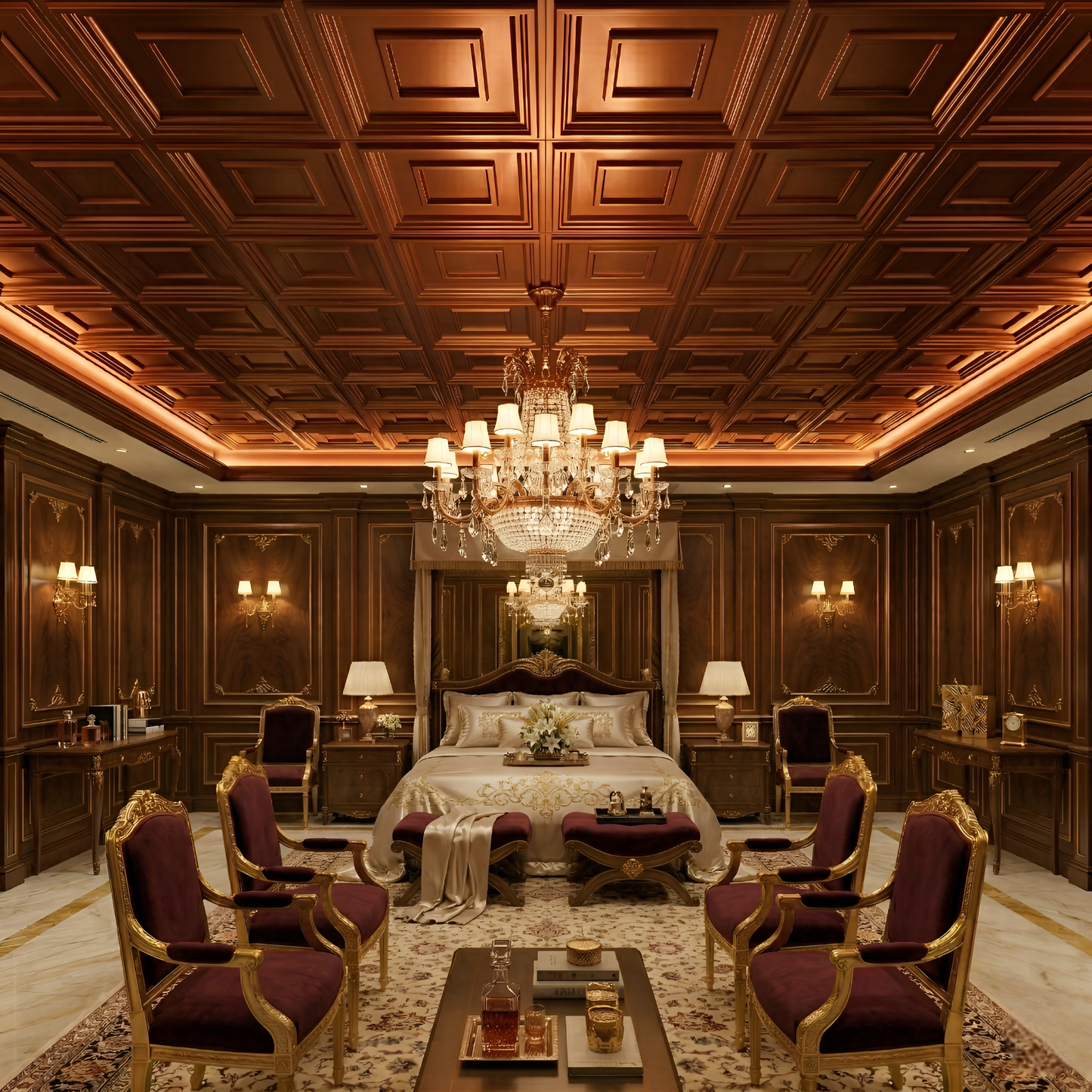 Red Copper Square Design 3d Ceiling Panel-2