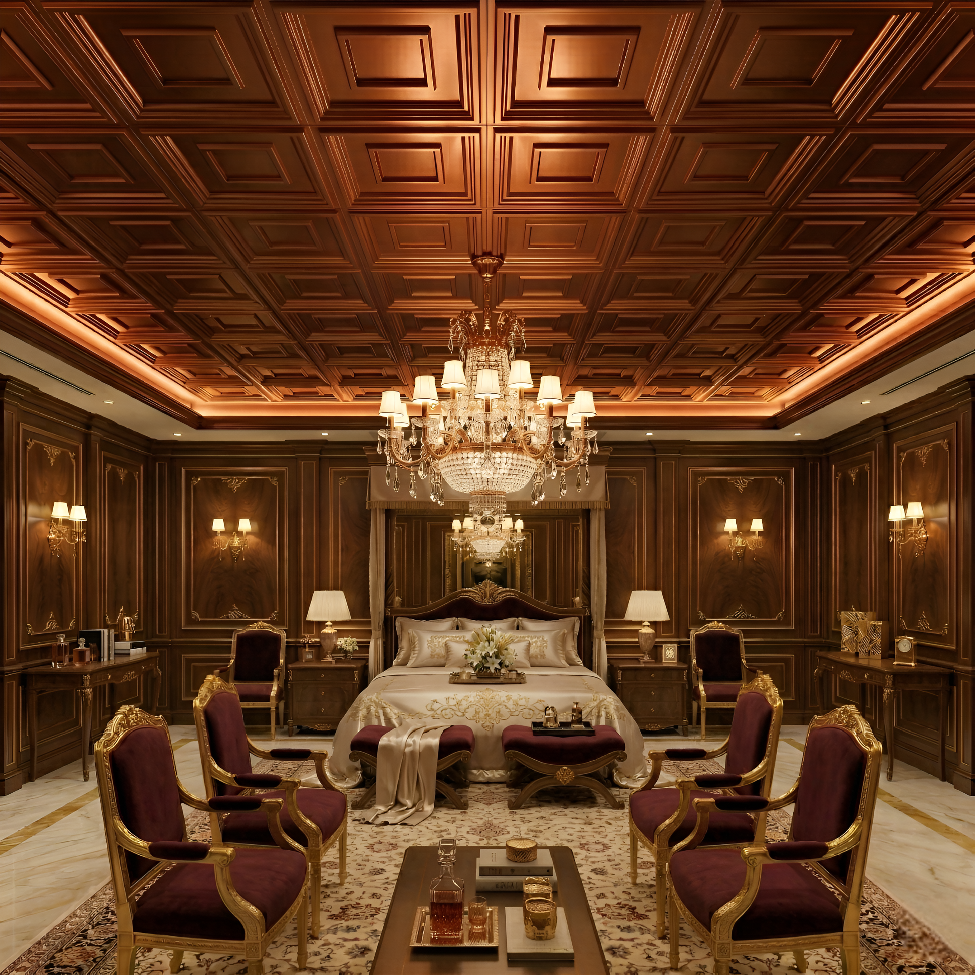Red Copper Square Design 3d Ceiling Panel-2