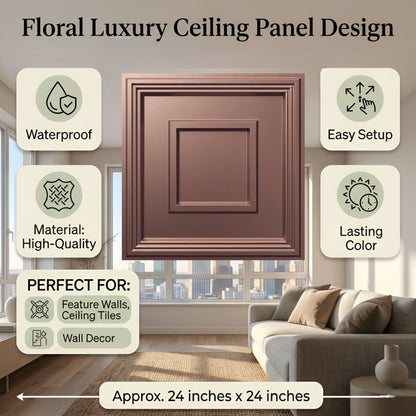 Red Copper Square Design 3d Ceiling Panel-3