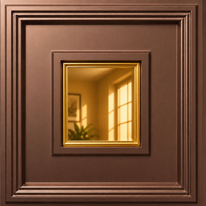 Red Copper Square Design Mirror 3D Wall Panel 