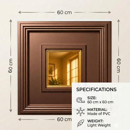 Red Copper Square Design Mirror 3D Wall Panel -2