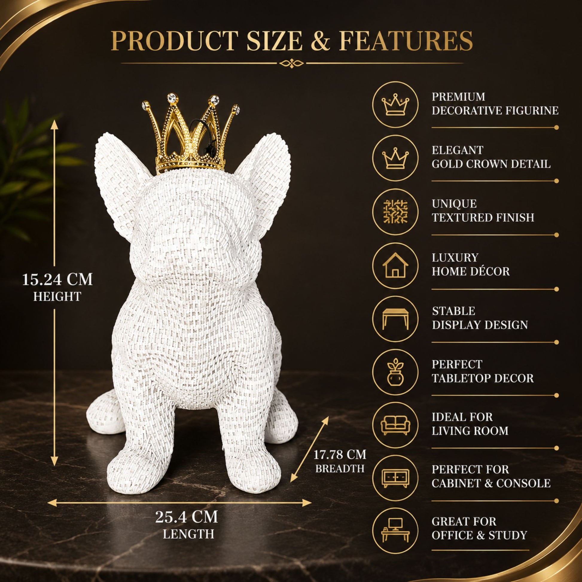 Royal Animal Figurine with Golden Crown For Home Decor 