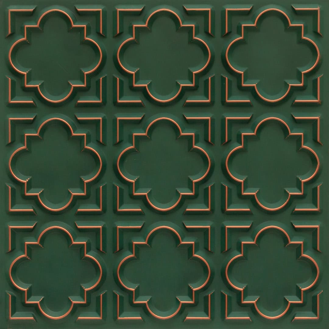 Royal Green Color Quatrefoil Design 3D Ceiling Panel