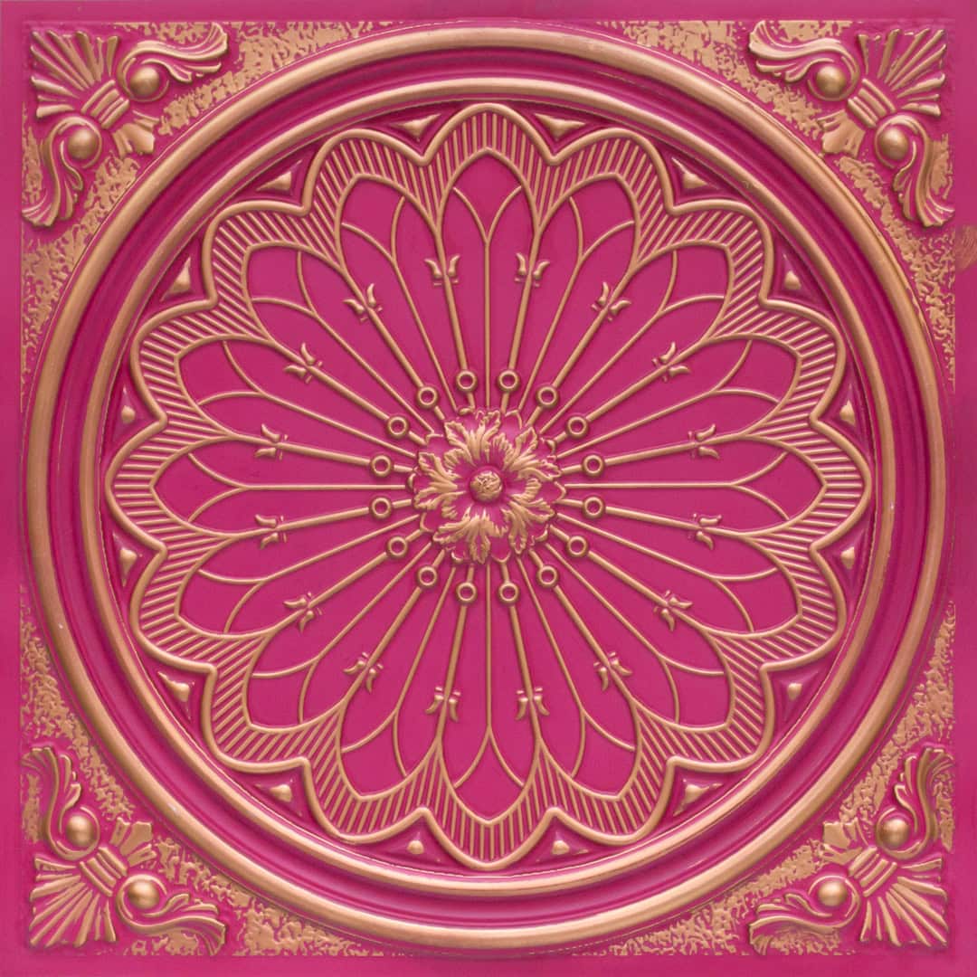 Royal Ruby Color Grand Dahlia Design PVC Ceiling Panel