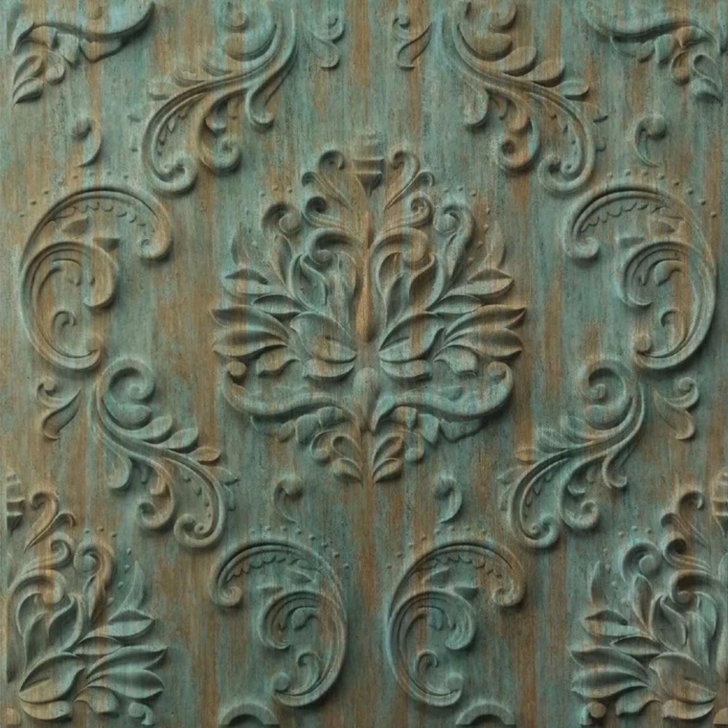 Rustic Wood Self Adhesive Panels Damask Design
