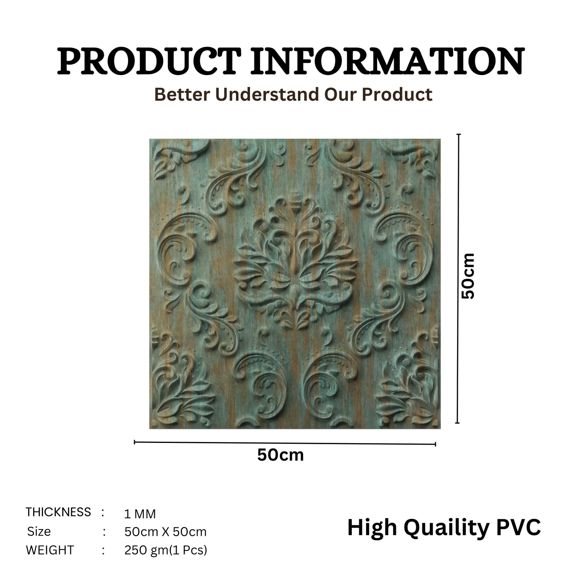 Rustic Wood Self Adhesive Panels Damask Design
