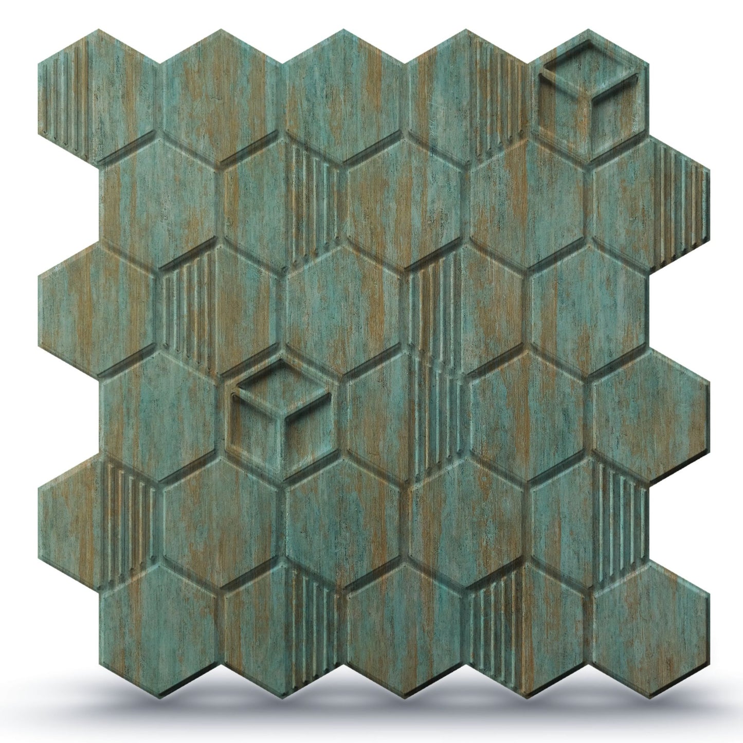 Rustic Wood Self Adhesive Panels Hexagon Design
