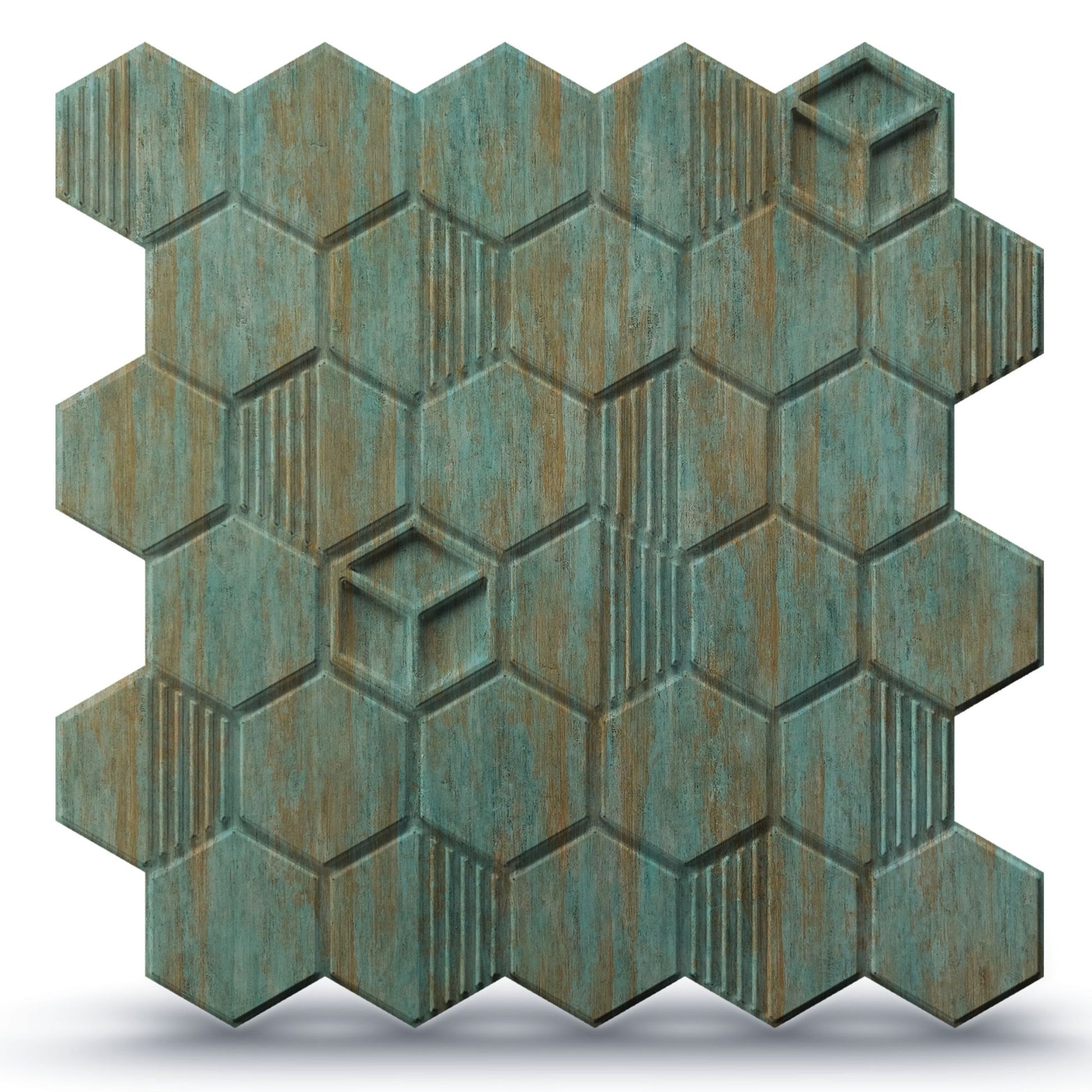 Rustic Wood Self Adhesive Panels Hexagon Design
