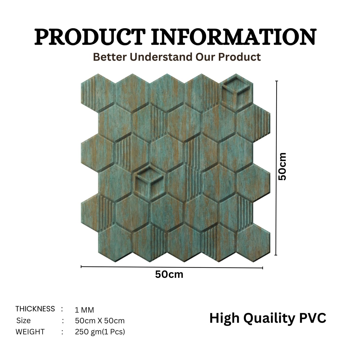 Rustic Wood Self Adhesive Panels Hexagon Design
