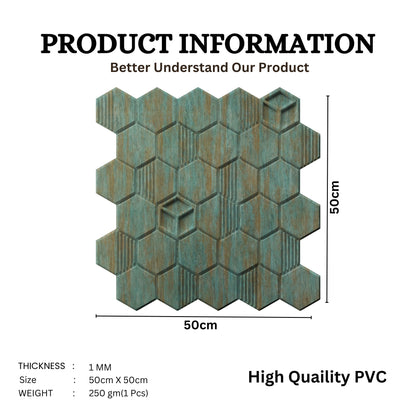 Rustic Wood Self Adhesive Panels Hexagon Design
