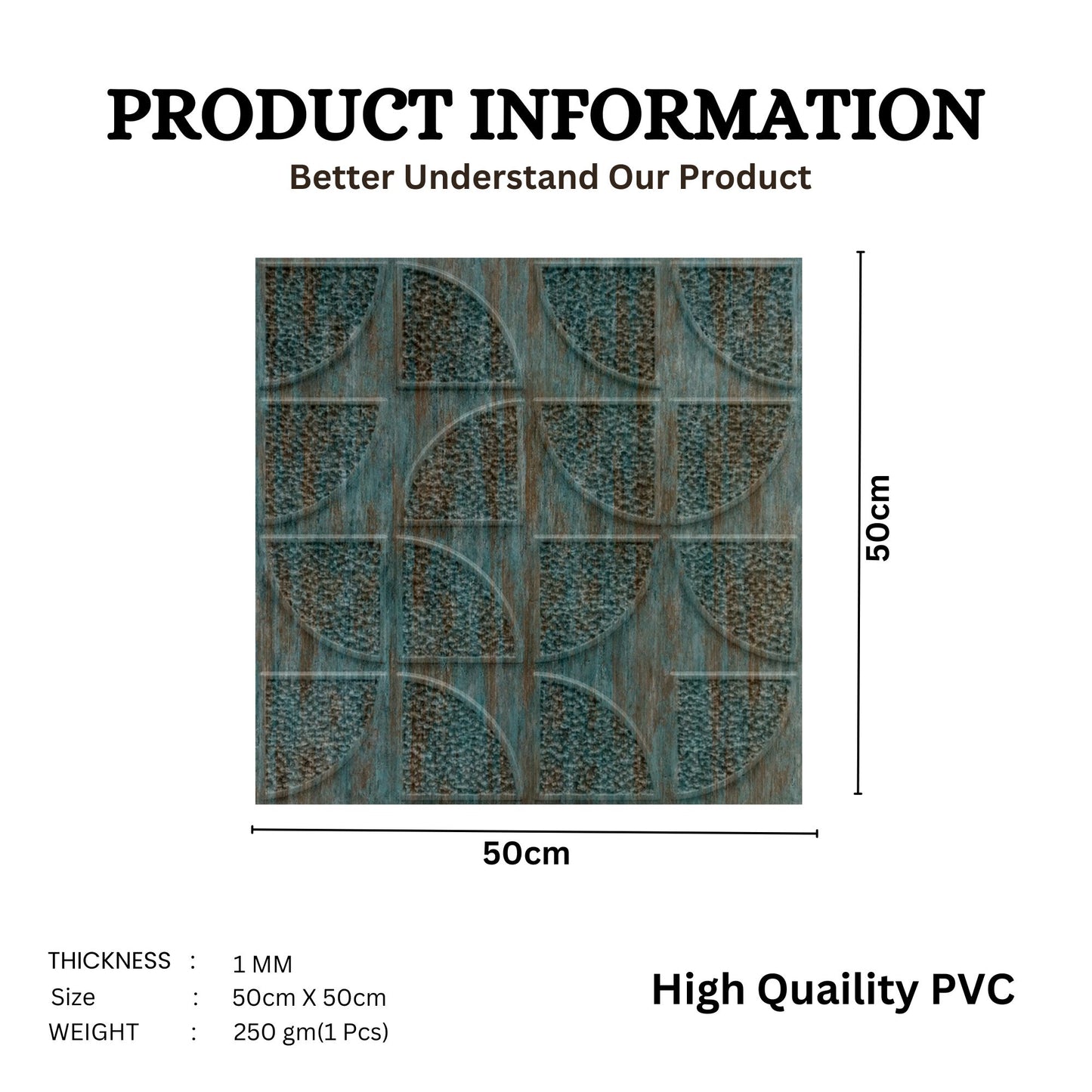3D Self Adhesive Wall Panel Quarter Circle Design- 50x50cm