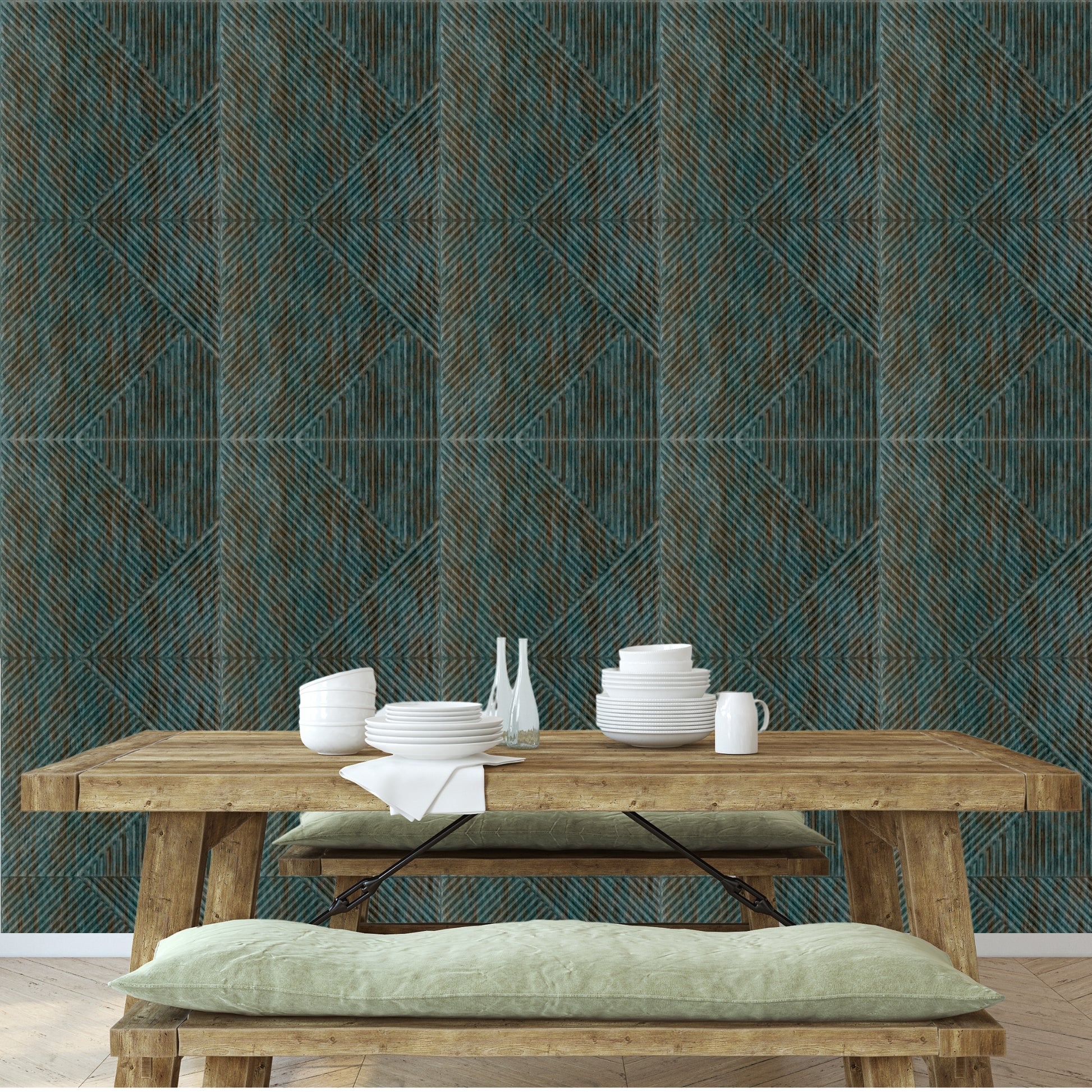 Rustic Wood Self Adhesive Panels Stripe Design