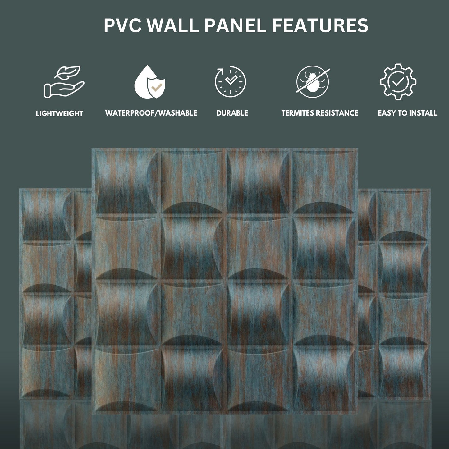 Rustic Wood Block Design 3D Wall Panel View-1