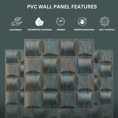 Rustic Wood Block Design 3D Wall Panel View-1