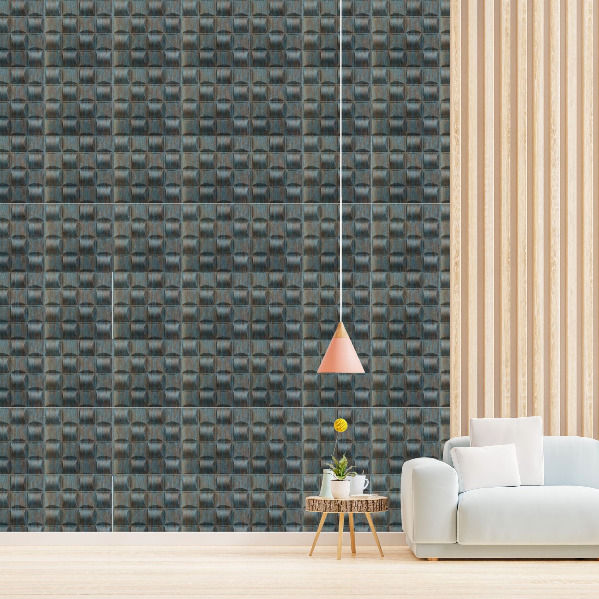 Rustic Wood Block Design 3D Wall Panel View-3