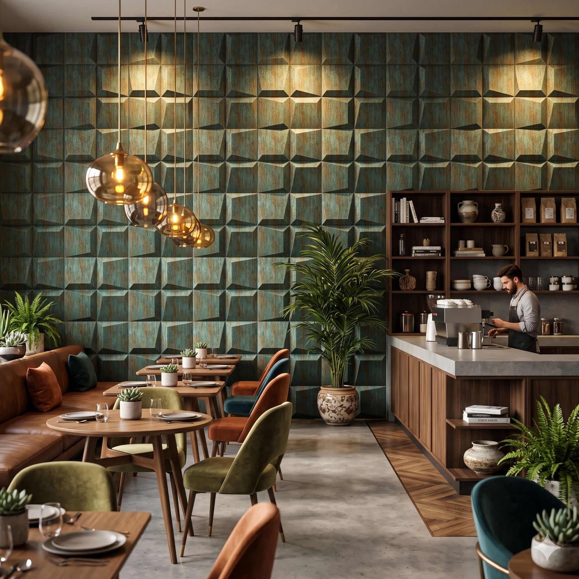 Rustic Wood 3D Wall Panels Cube Design-2