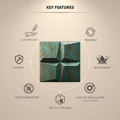 Rustic Wood 3D Wall Panels Cube Design-3