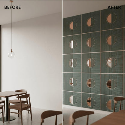 Rustic Wood 3D Wall Panels Fluted Circle Design
