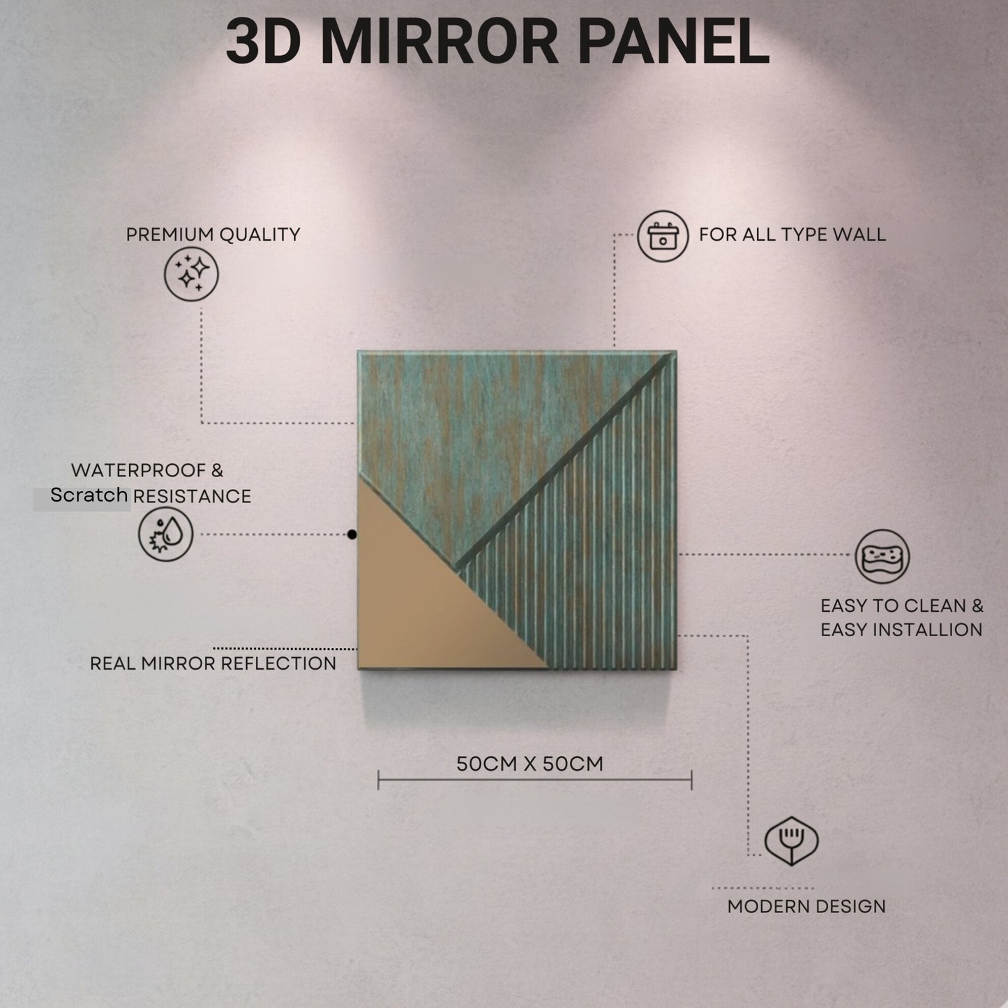 3D Wall Panels for Home Decor PVC Plaina Design 50X50 cm