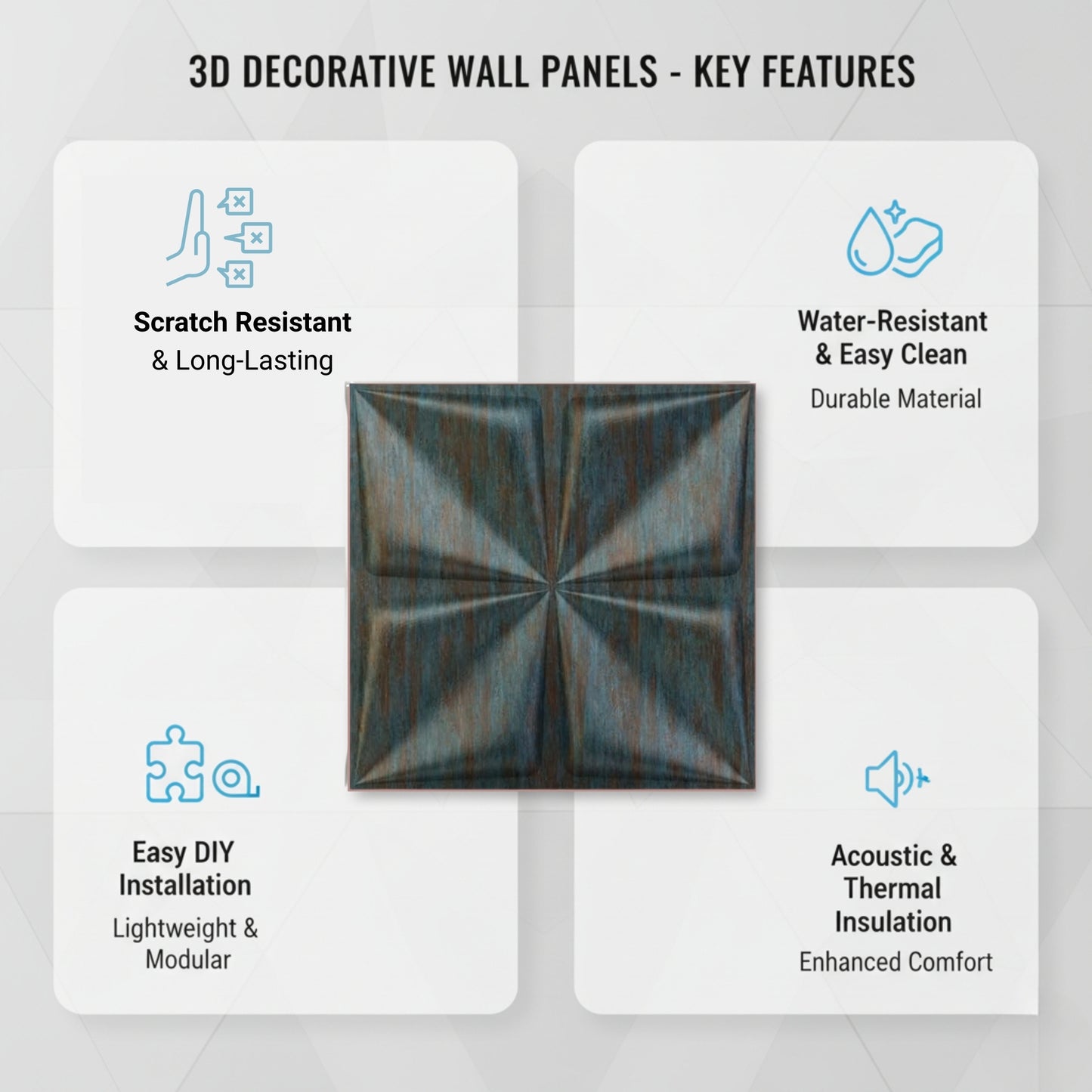 Rustic Wood Brown Bloom Design 3D Wall Panel View-2