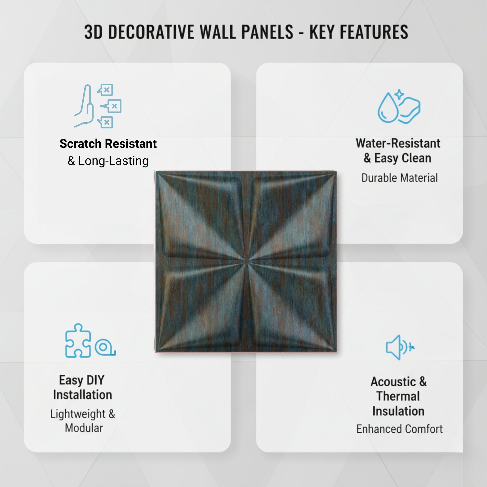 Rustic Wood Brown Bloom Design 3D Wall Panel View-2