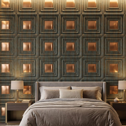 Rustic Wood Copper Accent Design Acrylic 3D Wall Panel-1
