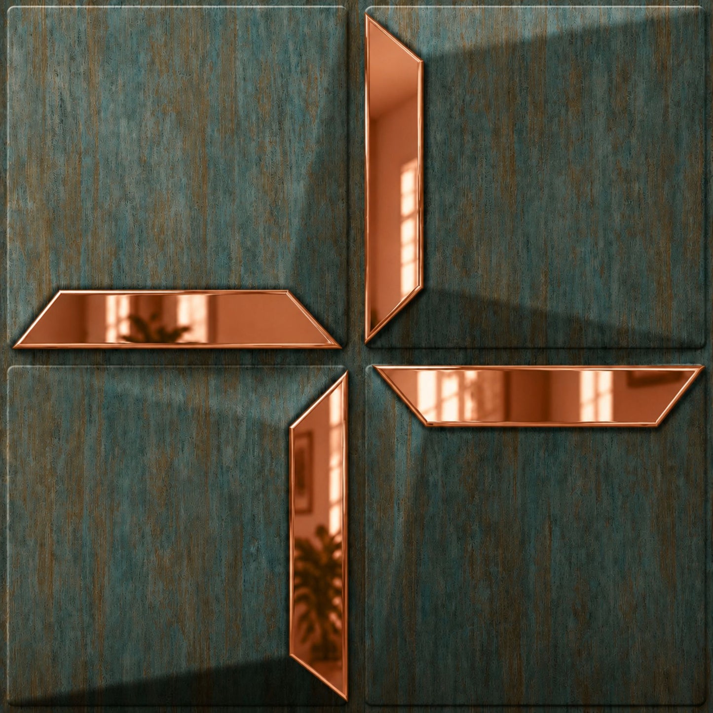 Rustic Wood Copper Acrylic Cube Design 3D Wall Panel