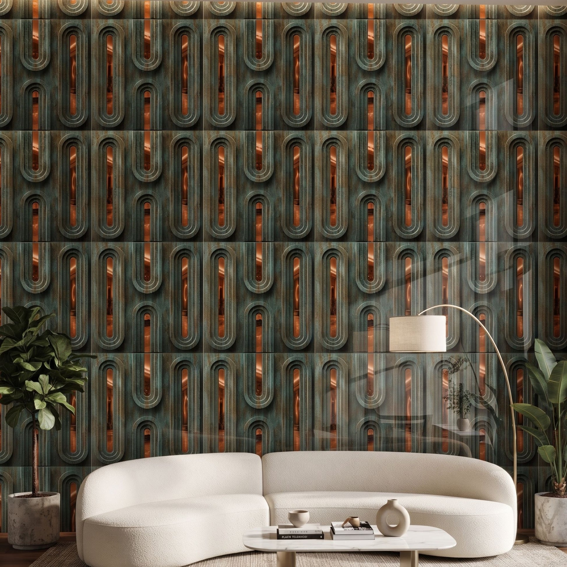 Rustic Wood Copper Acrylic Loops Design 3D Wall Panel-1
