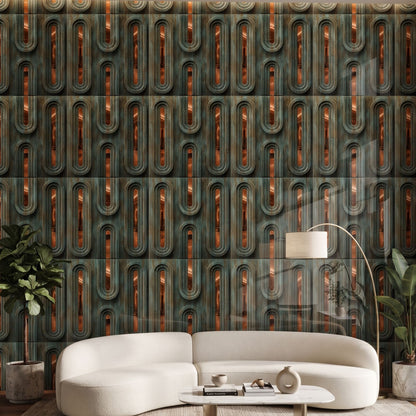 Rustic Wood Copper Acrylic Loops Design 3D Wall Panel-1