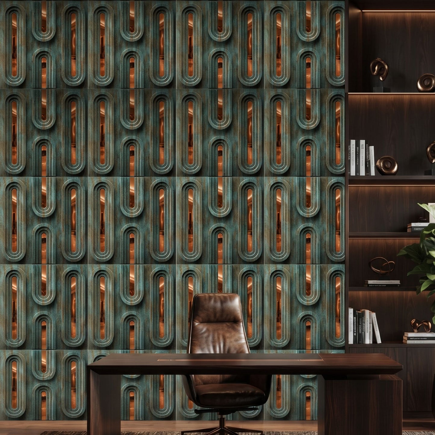 Rustic Wood Copper Acrylic Loops Design 3D Wall Panel-3
