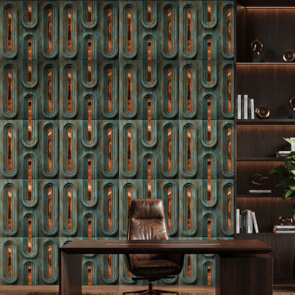 Rustic Wood Copper Acrylic Loops Design 3D Wall Panel-3