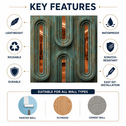 Rustic Wood Copper Acrylic Loops Design 3D Wall Panel-4
