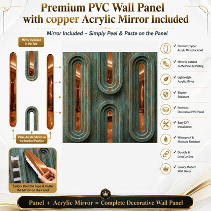 Rustic Wood Copper Acrylic Loops Design 3D Wall Panel-5