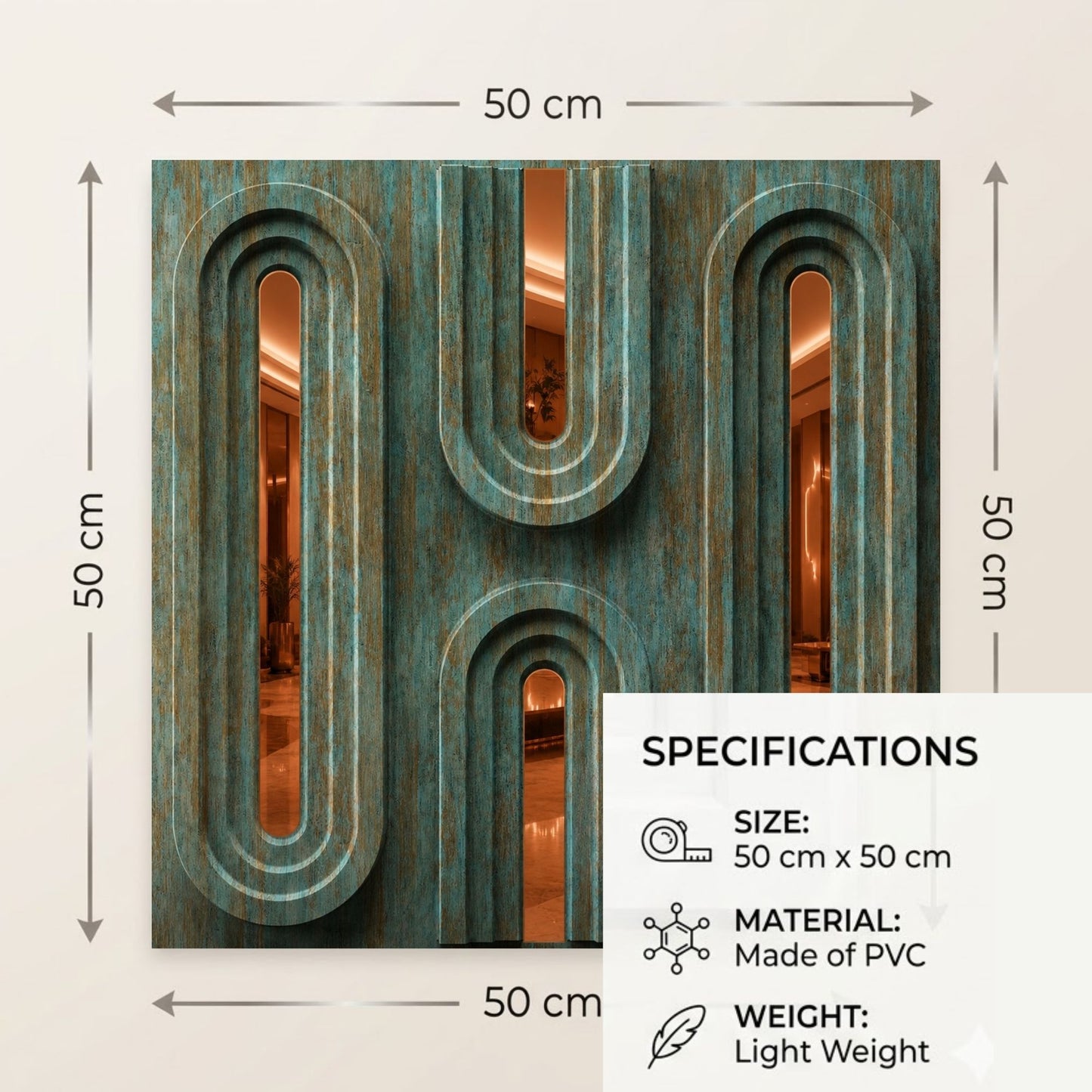 Rustic Wood Copper Acrylic Loops Design 3D Wall Panel-6