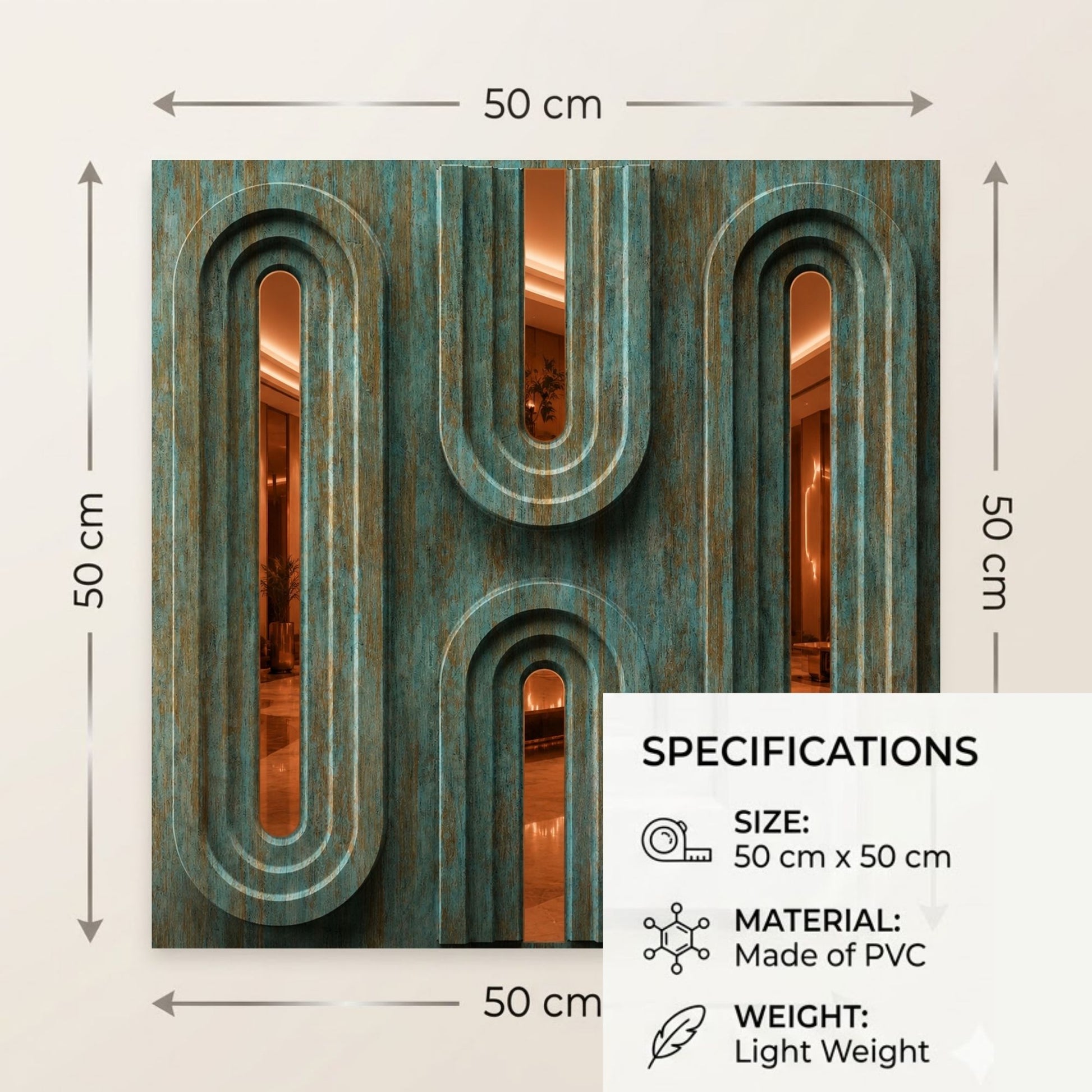 Rustic Wood Copper Acrylic Loops Design 3D Wall Panel-6