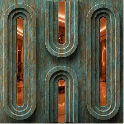 Rustic Wood Copper Acrylic Loops Design 3D Wall Panel