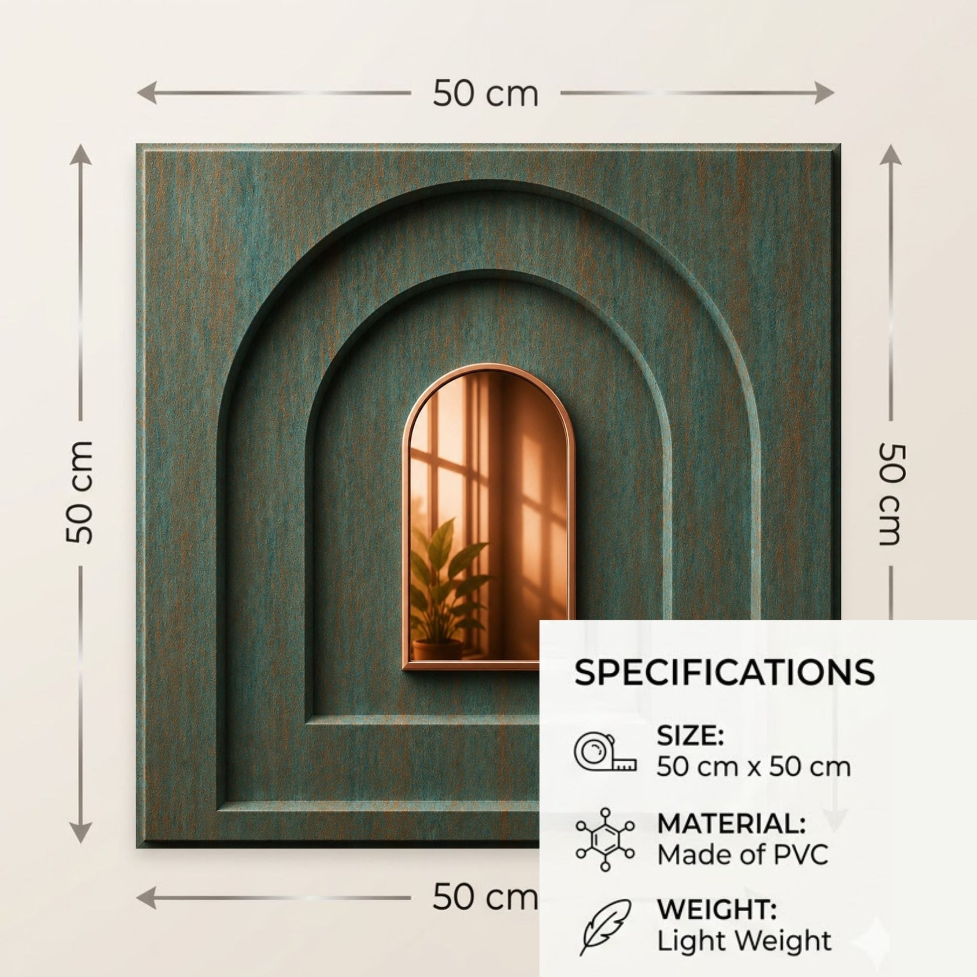 Rustic Wood Copper Archi Design Acrylic 3D Wall Panel-2
